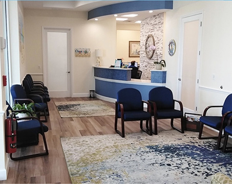 Welcoming reception area of pediatric dental office in Satellite Beach