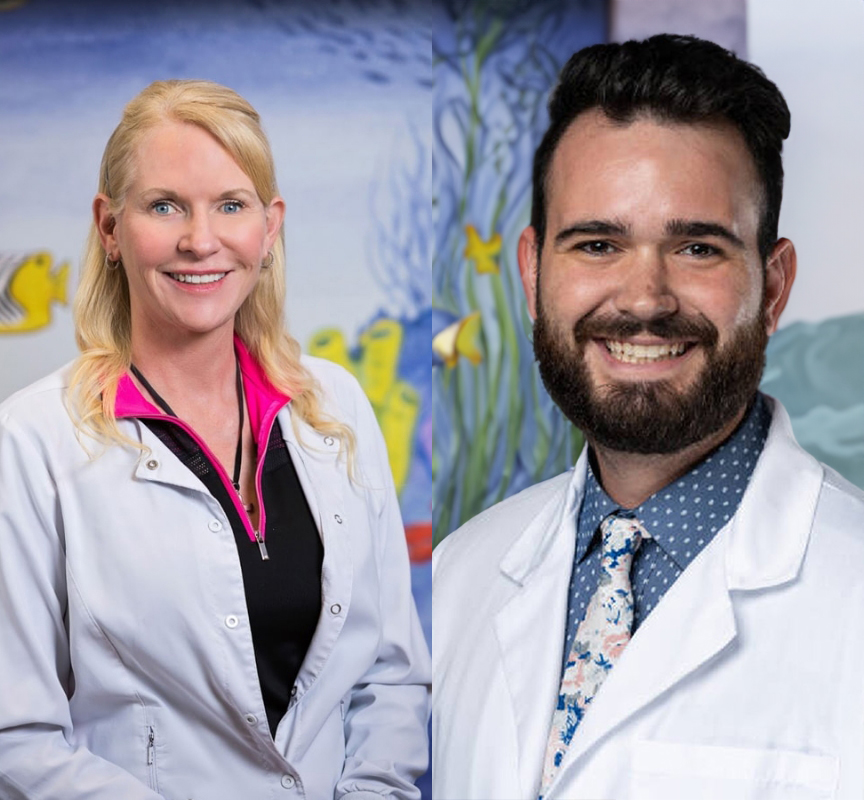 Satellite Beach pediatric dentists Doctor Tamara Robison and Doctor Brandon Millard smiling